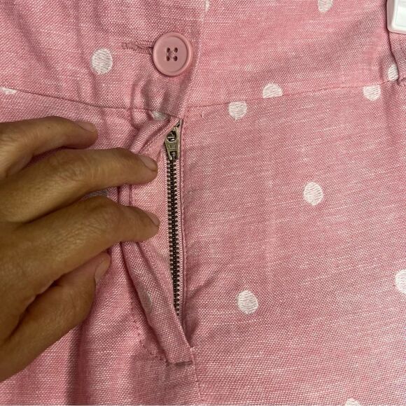 New! Loft Outlet Linen High Rise Pink White/Polka Dot 6” Chino Women Short Sz 8 - Picture 6 of 10